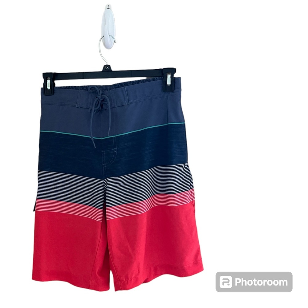 🔷SONOMA: Men’s size S, blue/white/red design swim trunks w/pockets, preowned🔷